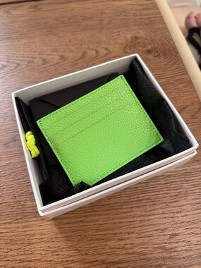 Ampersand As Apostrophe Neon Green Leather Card Wallet - Women Bags Wallets